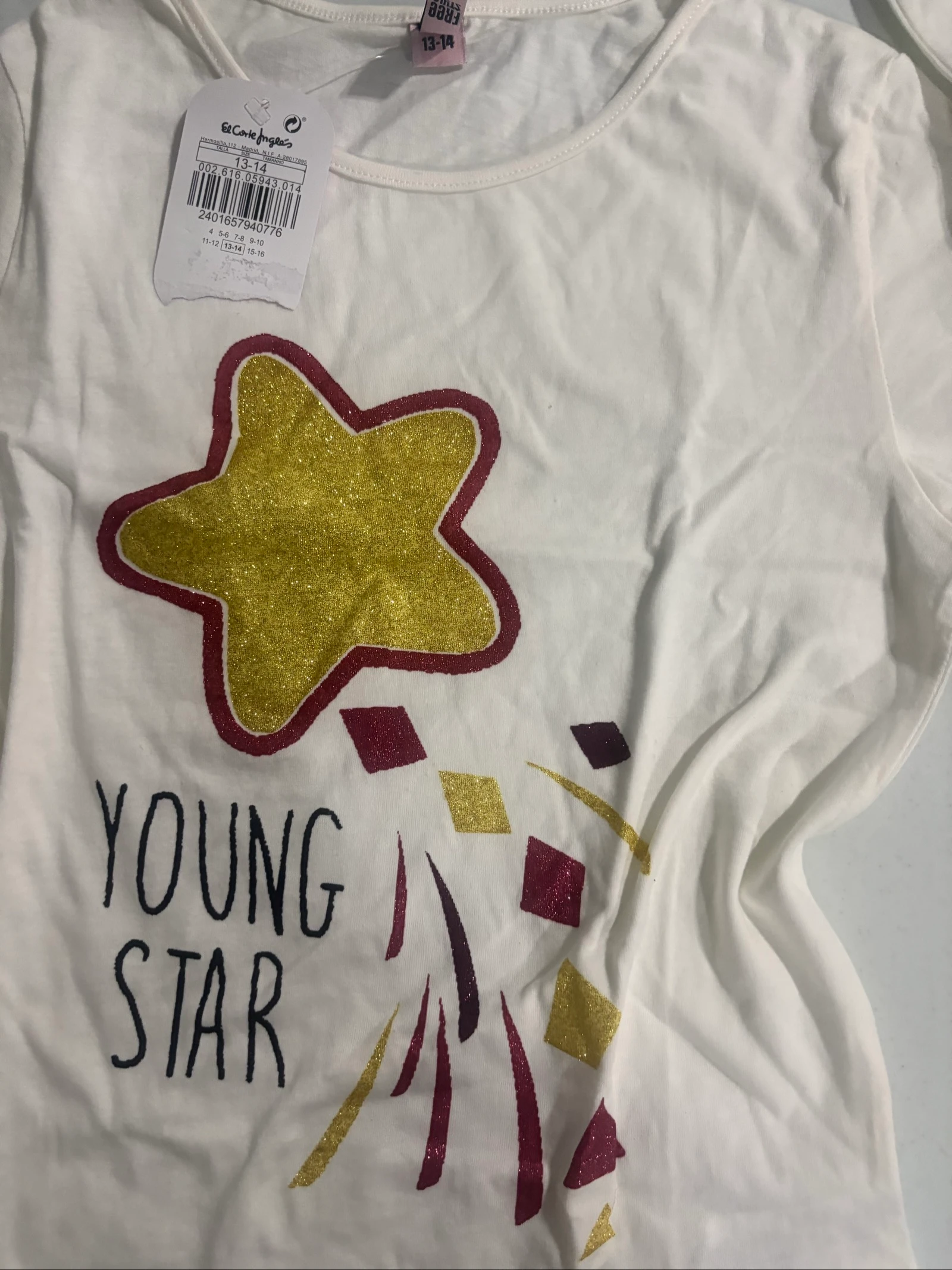 Camiseta manga larga blanca estrella Free Style El Corte Ingles 13-14 / XS – photo 2